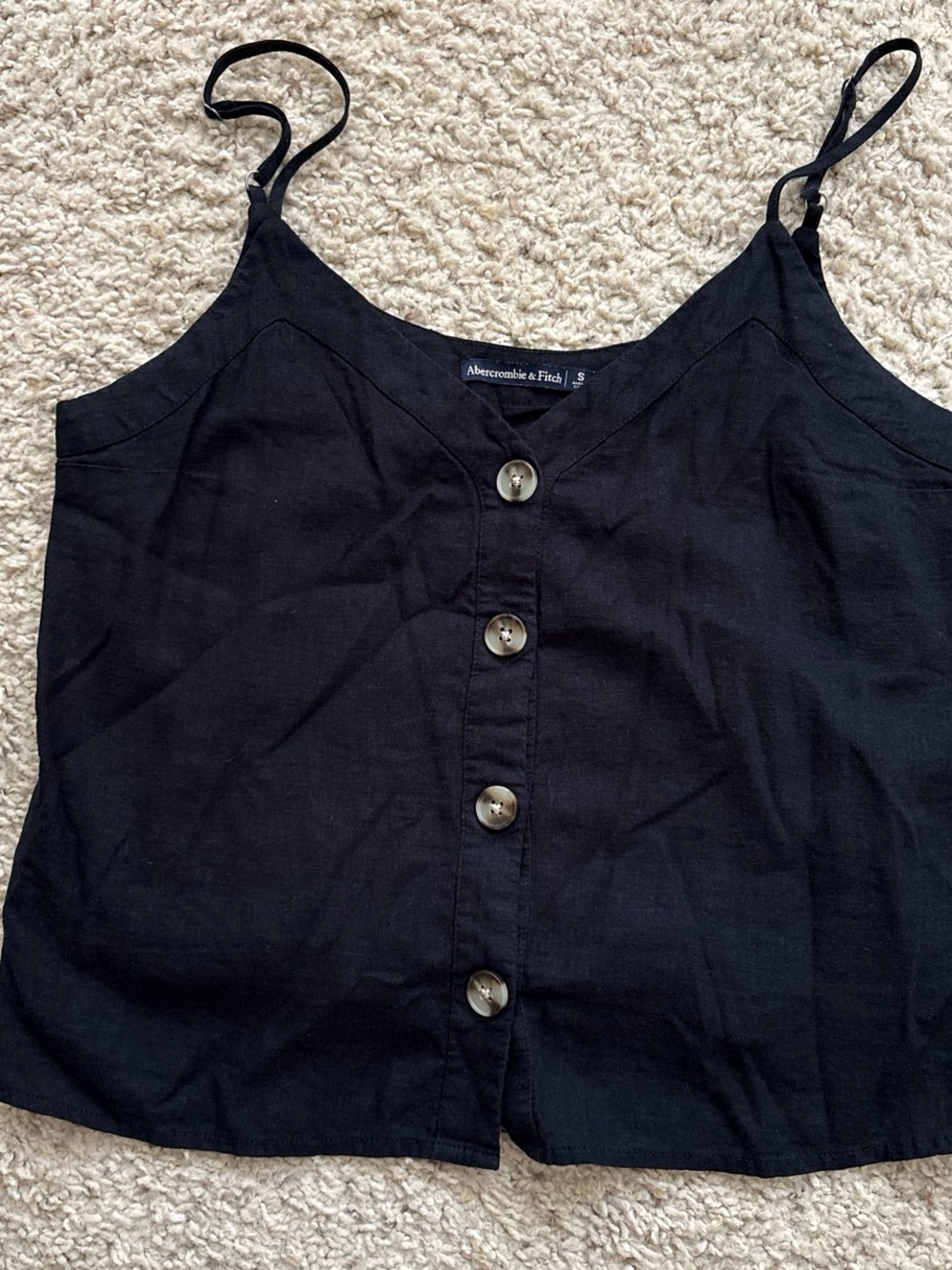 Abercrombie & Fitch Black Button-Front Spaghetti Strap Cami